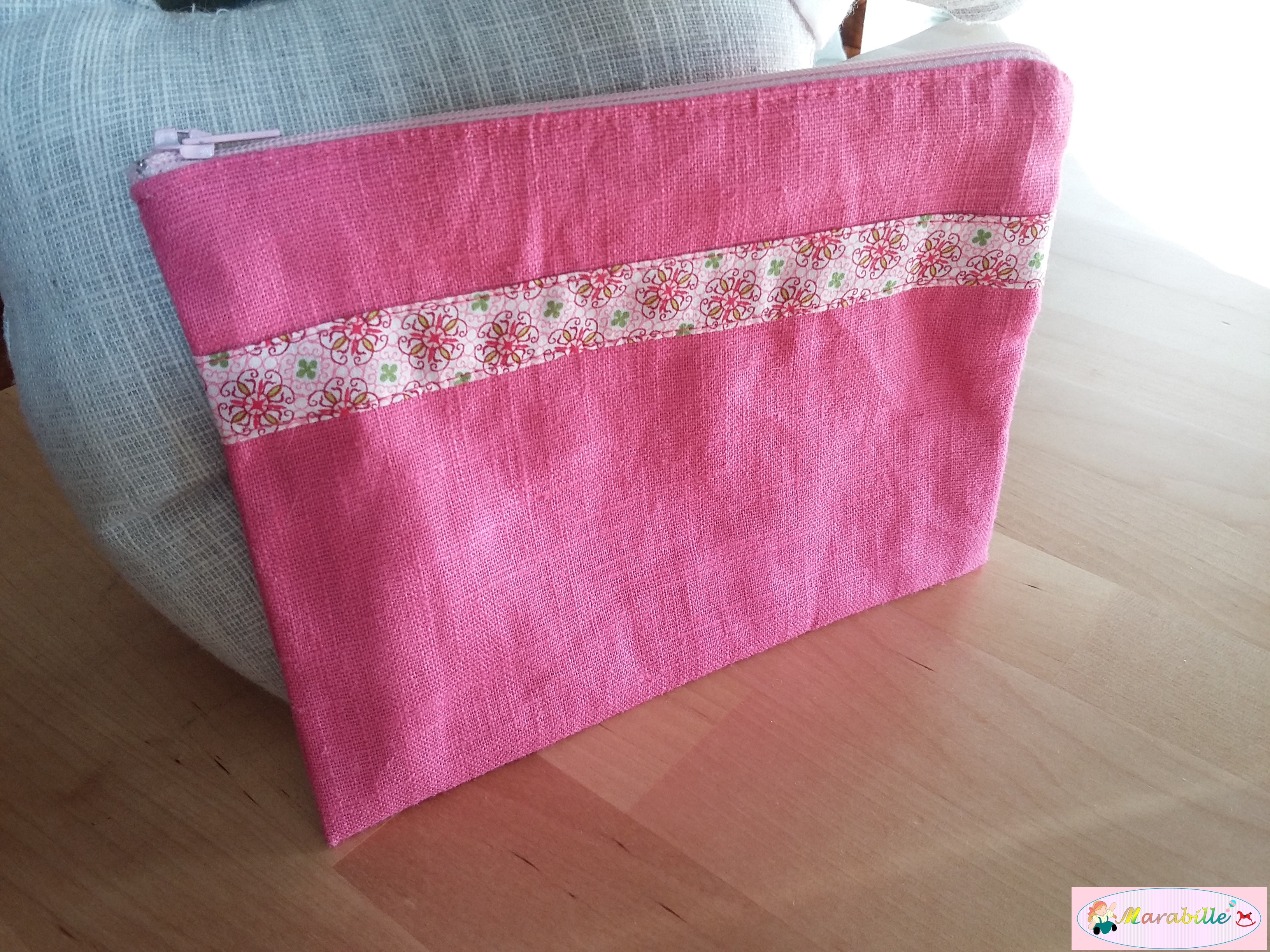 Pochette lin fuchsia